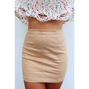 Free People Womens Hight Waisted Beige Cream Mini Pencil Skirt Size 12